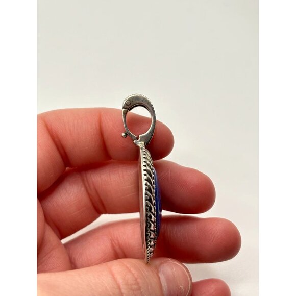 Vintage Carolyn Pollack Sterling Silver 925 Oval Lapis Lazuli Pendant - Picture 3 of 9